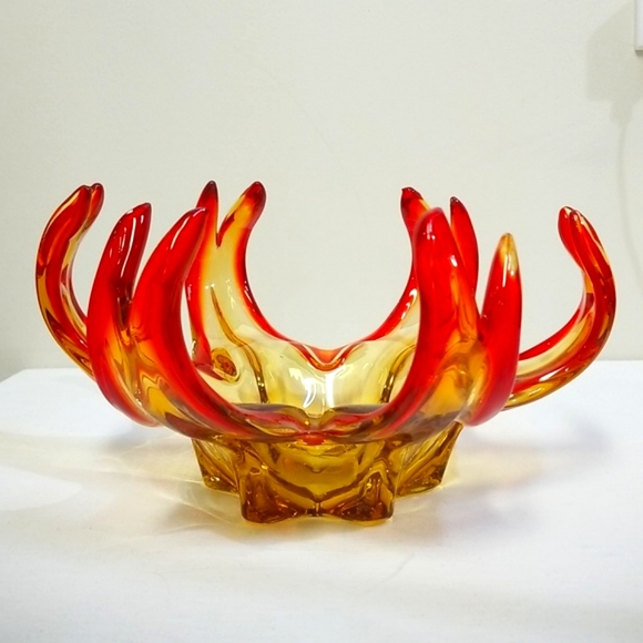 MCM Red Gold Art Glass Piece - Picture 1 of 10